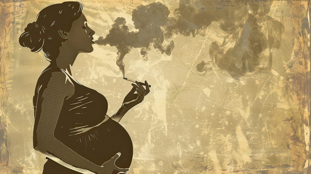 tabagismo na gravidez. silhueta de mulher grávida fumando|mulher com cigarro na boca representando tabagismo na gravidez