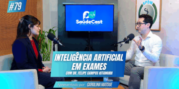 Carolina Matsue e Prof. Dr. Felipe Campos durante entrevista para o Saúde Cast