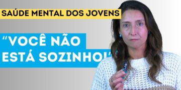 À esquerda, as palavras: saúde mental dos jovens; você não está sozinho. À direita, foto da Dra. Isabel.