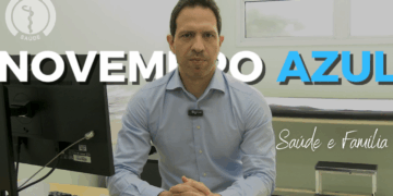 Foto do Dr. Valter Cassão. Palavras Novembro Azul ao fundo.