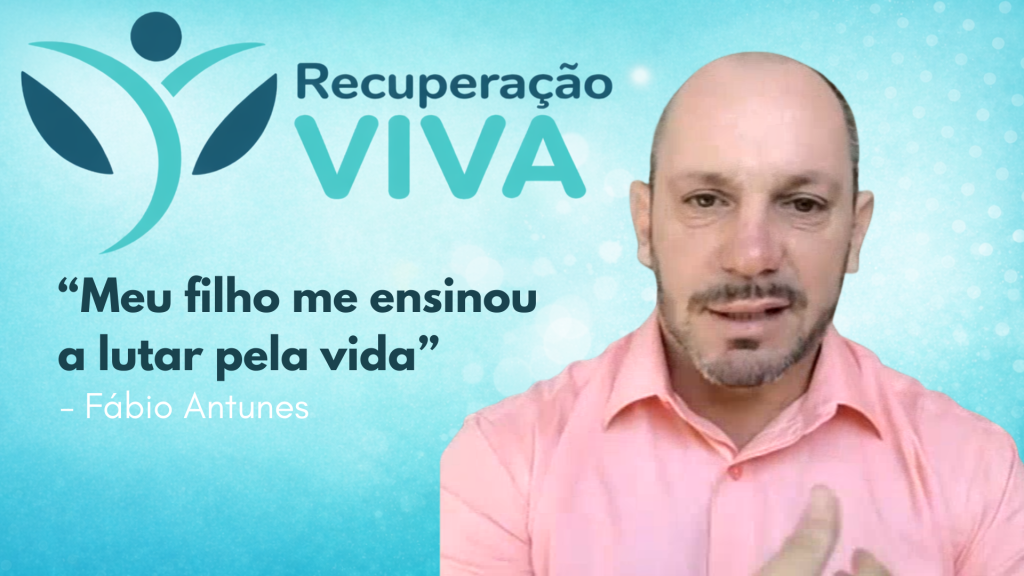 Dependência Química. Fábio Antunes. Fundo com degradê verde claro. No topo, logo do Recuperação Viva. Logo abaixo, frase: 
